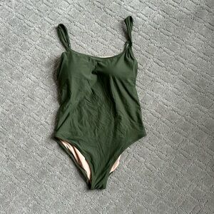 Olive green to make you lean!  NWOT JCrew one piece with removable cups.  L